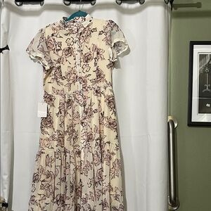Joyfolie Cream and Purple Floral Maxi Dress